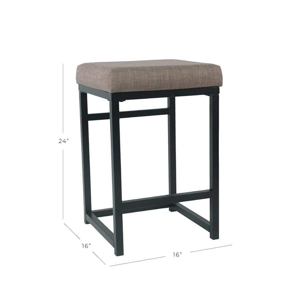 24" Open Back Metal Counter Height Barstool Dark Gray - HomePop: Kitchen Island Seating
