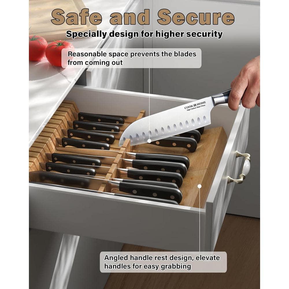 Cook N Home Cook N Home In-Drawer Knife Block Organizer 18-Slot, 2PC 9-Slot Kitchen Knife Holder
