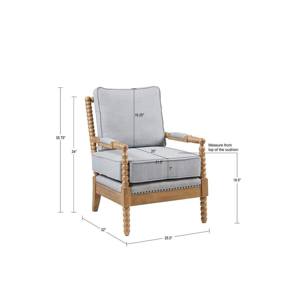 Lyla Accent Chair Light Blue - Madison Park: Elegant Upholstered Bronze Nailhead Trim