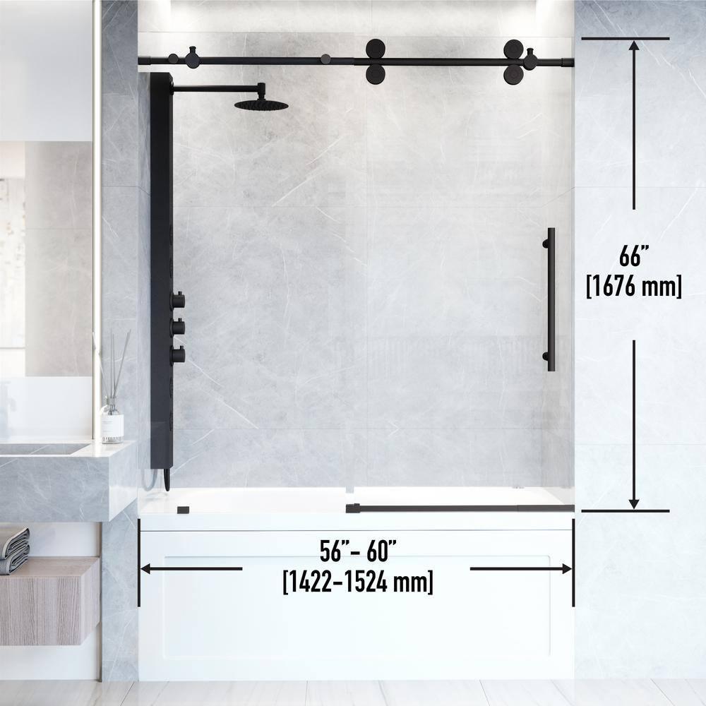 Elan 56-60" W x 66" H Sliding Frameless Tub Door with 3/8" Laminated Glass