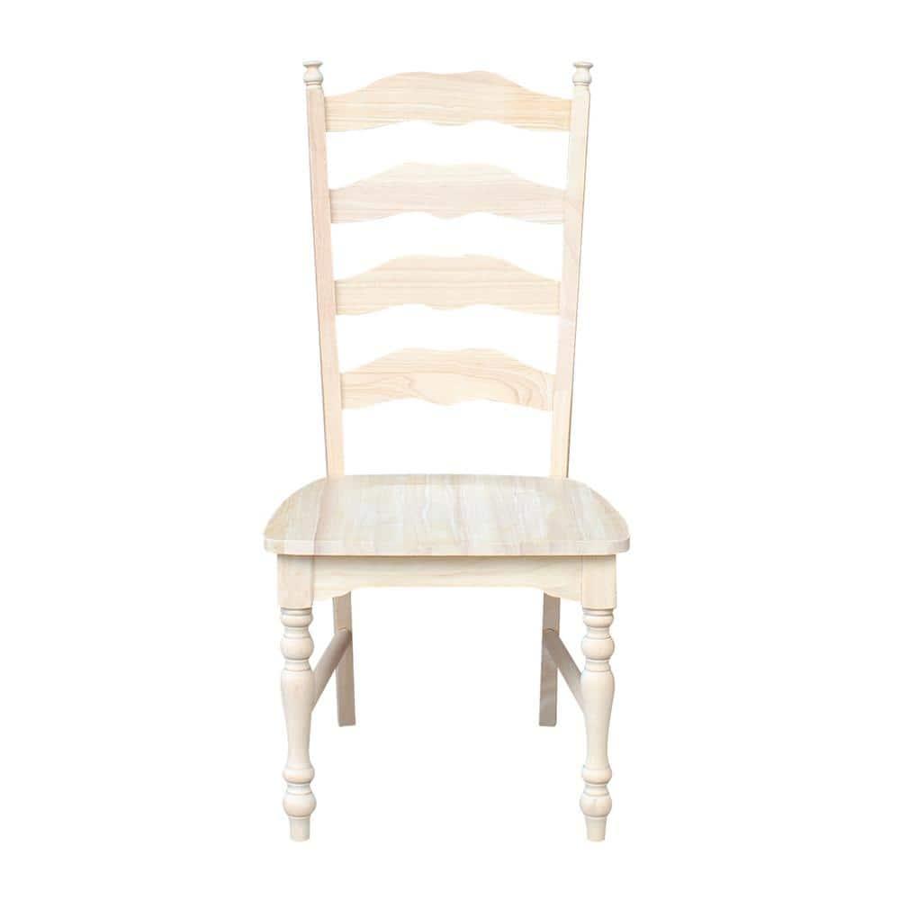 International Concepts Set of 2 Maine Ladderback Chair Unfinished : Hardwood Frame, Armless Design, 225 lb Capacity