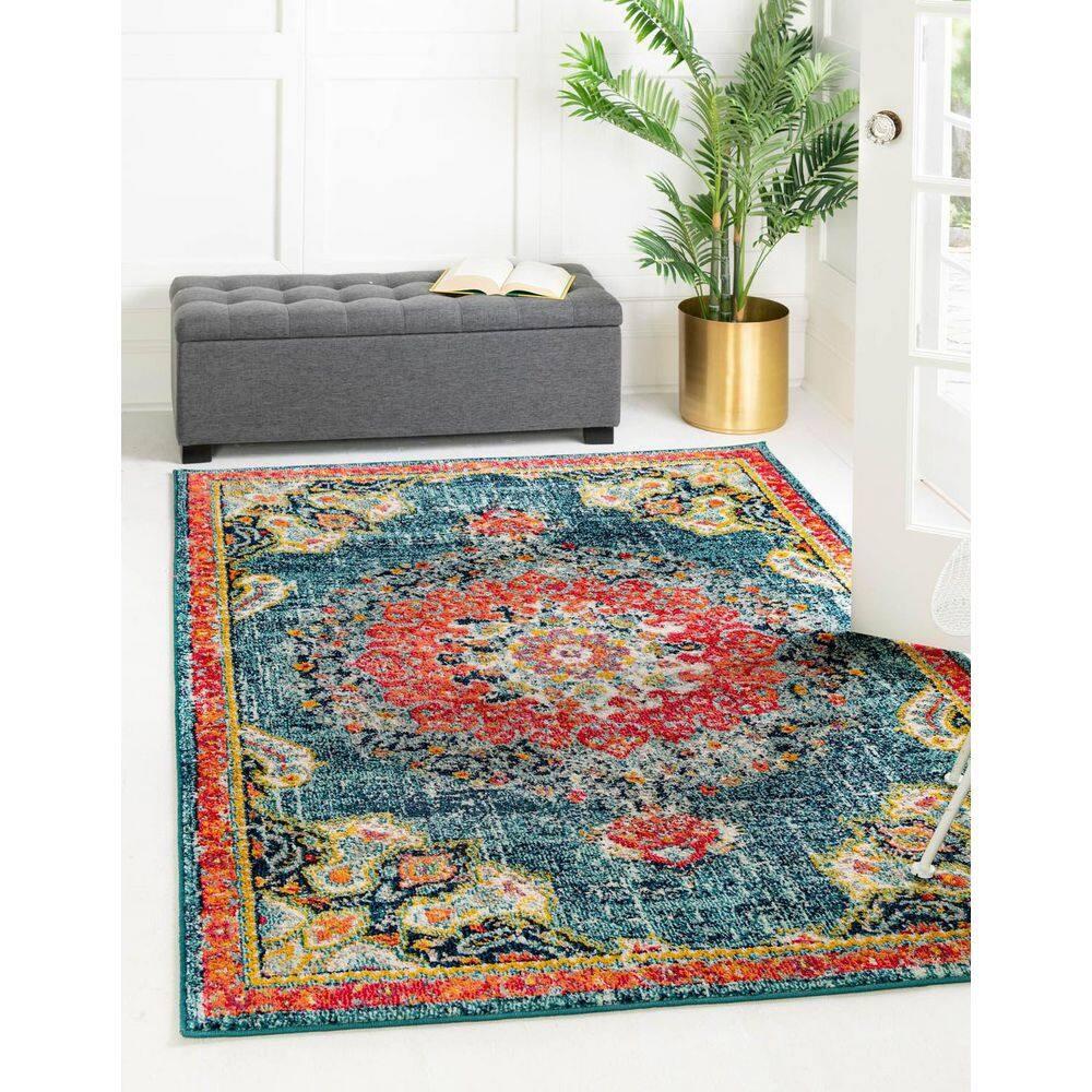 Unique Loom Penrose Collection Area Rug - Alexis (7' 10" x 10' Rectangle Blue/Gray)