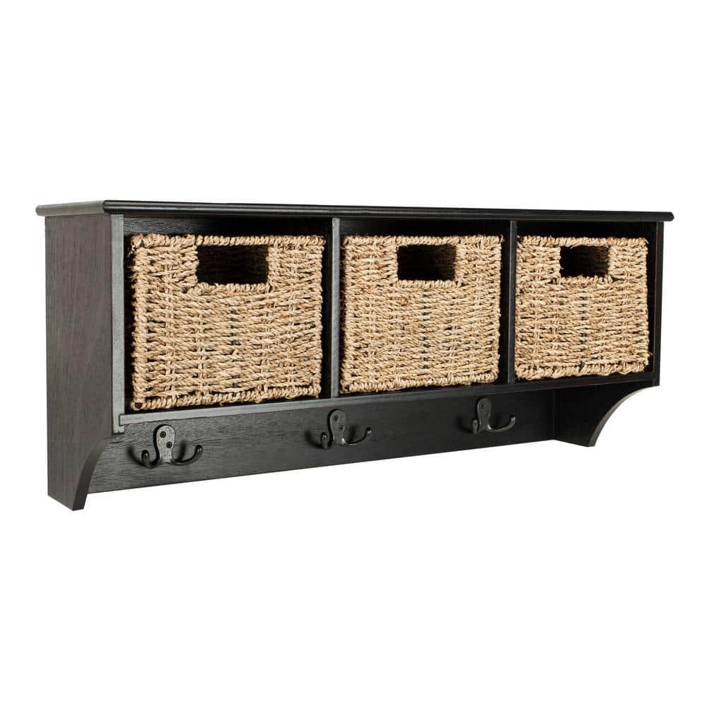 Finley Hanging 3 Basket Wall Rack - Black - Safavieh