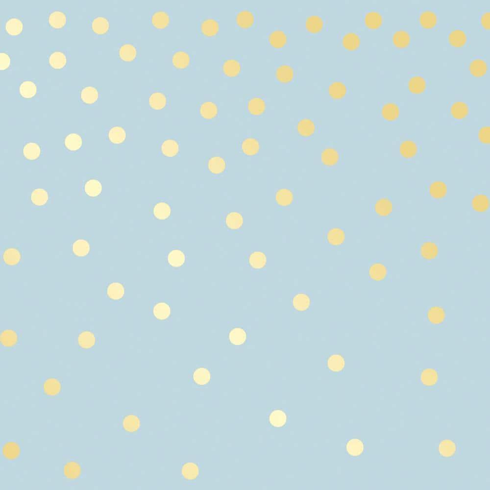 Tempaper Kids' Falling Dots Self-Adhesive Removable Borders Wallpaper Blue/Metallic Gold: Vinyl, Peelable, Washable
