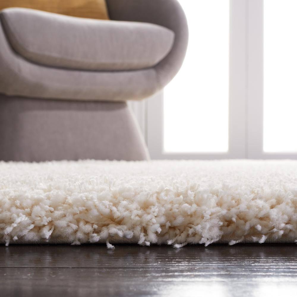 Santa Monica Shag SGN725 Power Loomed Indoor Runner Rug - Ivory - 2'3"x7' - Safavieh