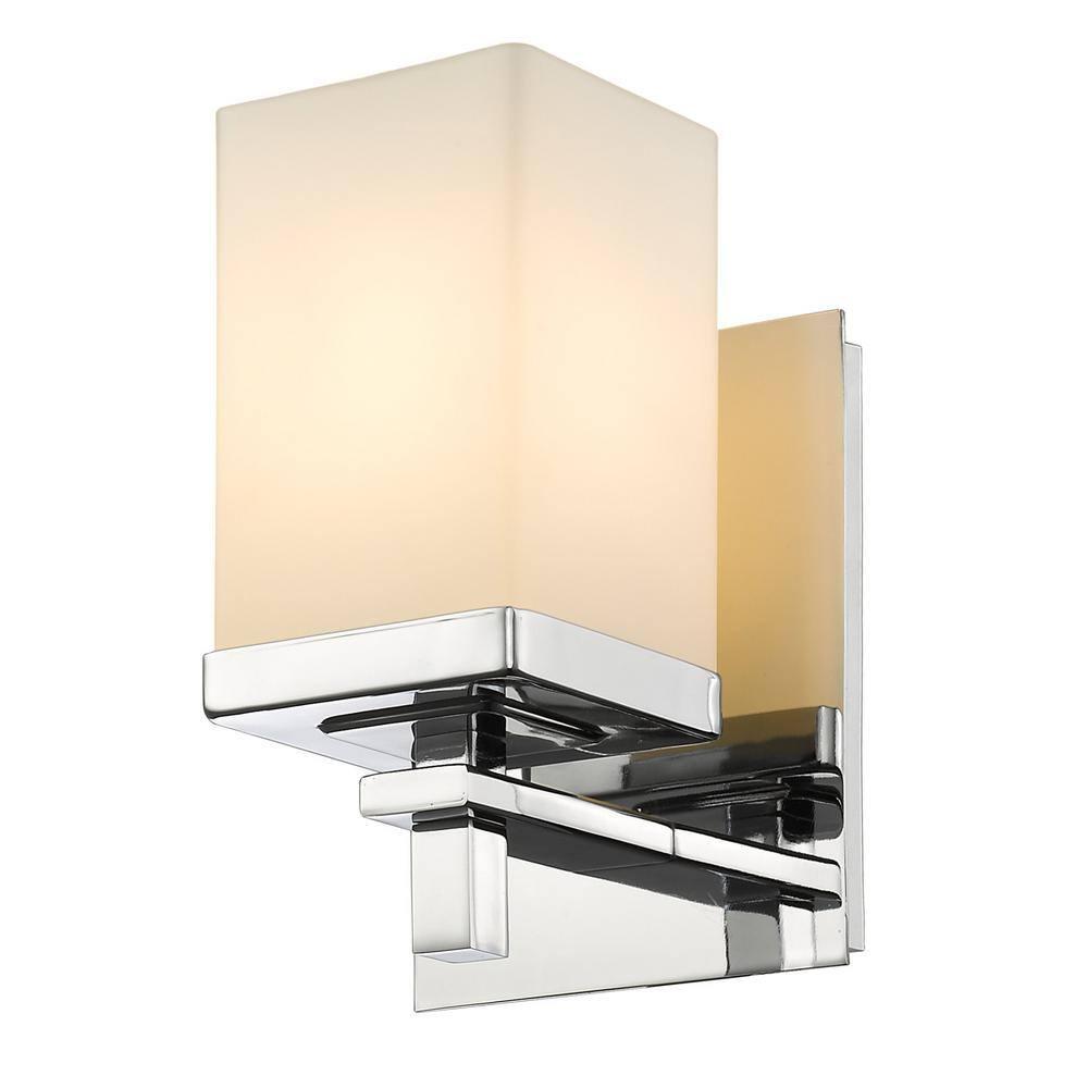 Golden Lighting Maddox 1-Light Wall Sconce in Chrome with Opal