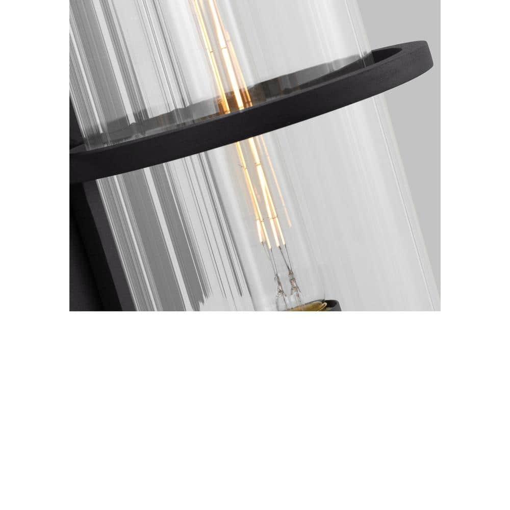 Alcona Black Bronze Outdoor Wall Lantern with Clear Fluted Glass