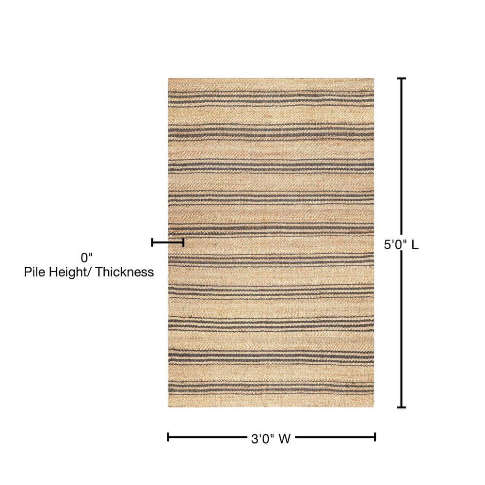 Beachcrest Home™ Natural Sycamore Striped Jute Area Rug