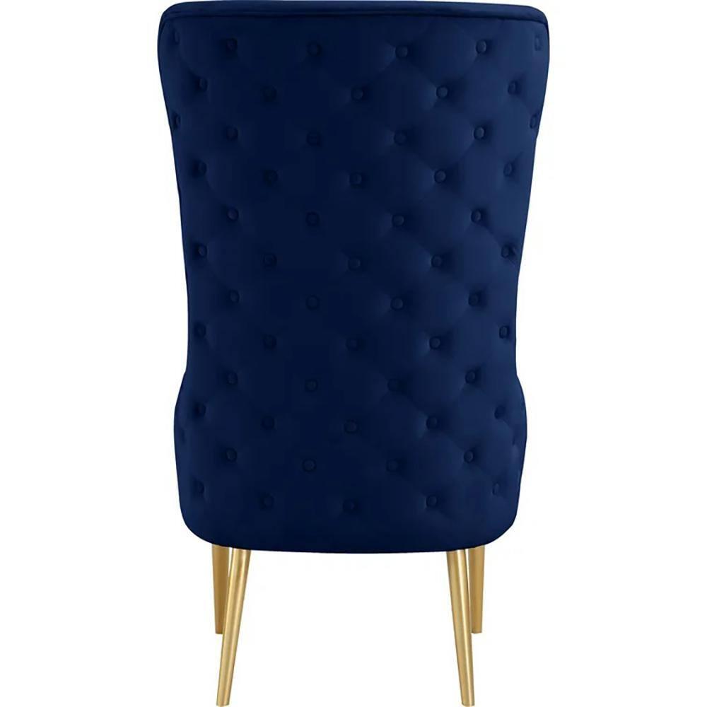 Venetian Navy Tufted Velvet High Back Arm Chair