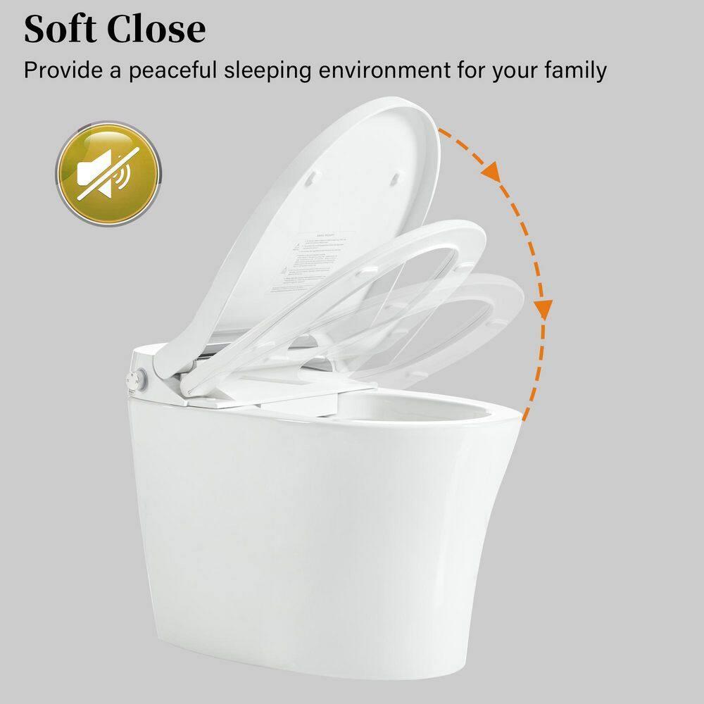 Elongated Smart Toilet Bidet with Auto Flush, Heated Seat, Seating Sensor, Foot Induction Flush