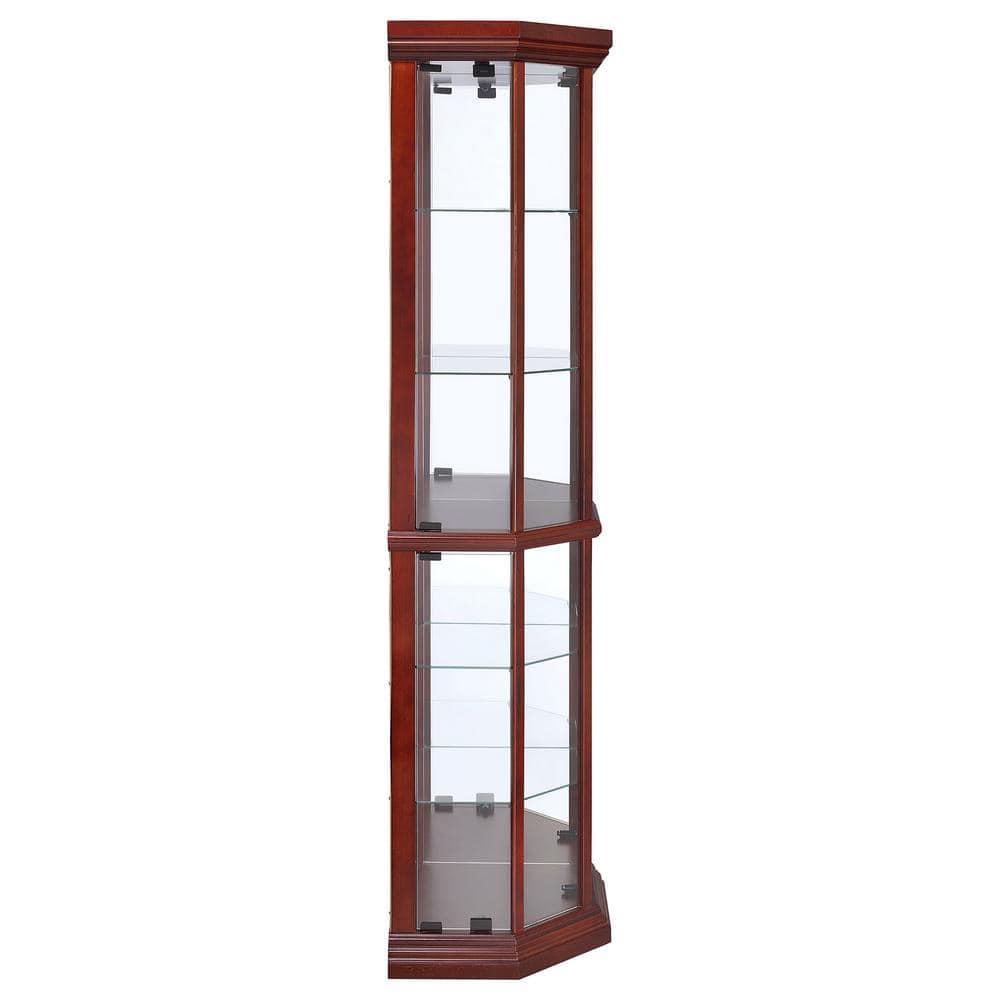 Coaster Appledale Traditional 6 Shelf Corner Curio Cabinet with Glass Doors Medium Brown