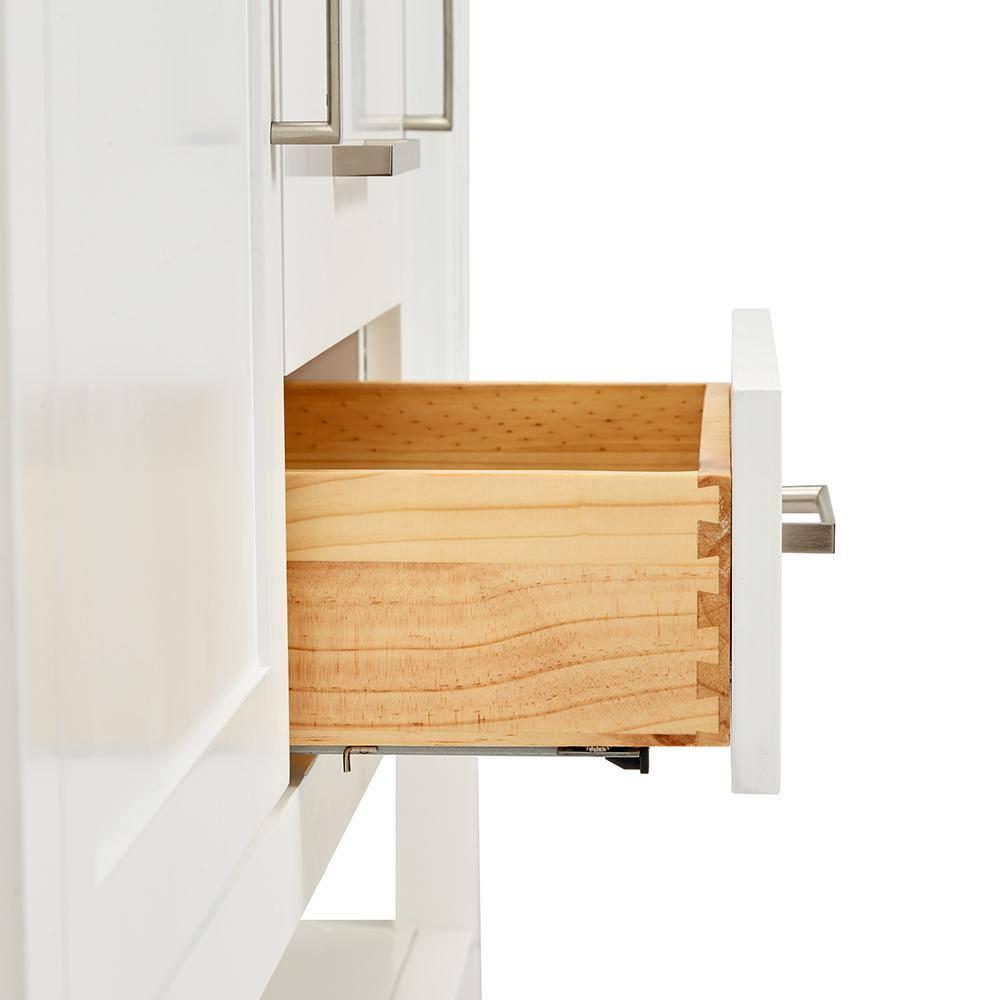 Bayhill 60 in. W x 22 in. D x 35.25 in. H Double Freestanding Bath Vanity in White with Carrara White Marble Top