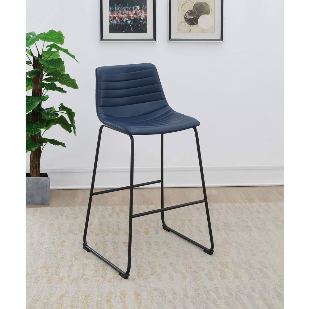 Coaster Zuni Rustic Faux Leather Upholstered Bar Chair in Blue