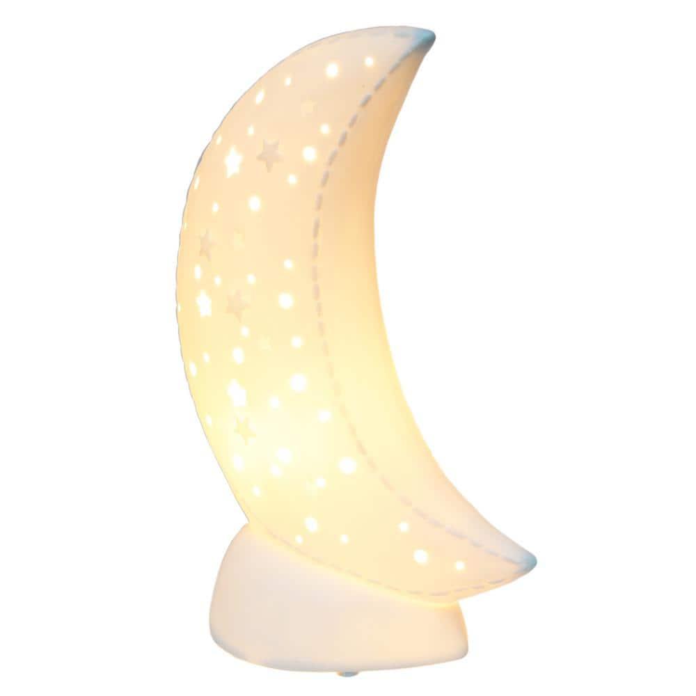 Porcelain Moon Shaped Table Lamp White - Simple Designs: Ceramic, ETL Listed, No Assembly Required
