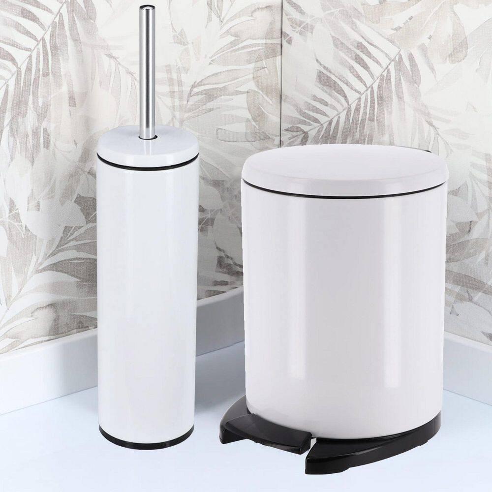 Evideco Soft Close Lid Round Metal Step on Trash Can Waste Basket  6-liters-1.6-gal.