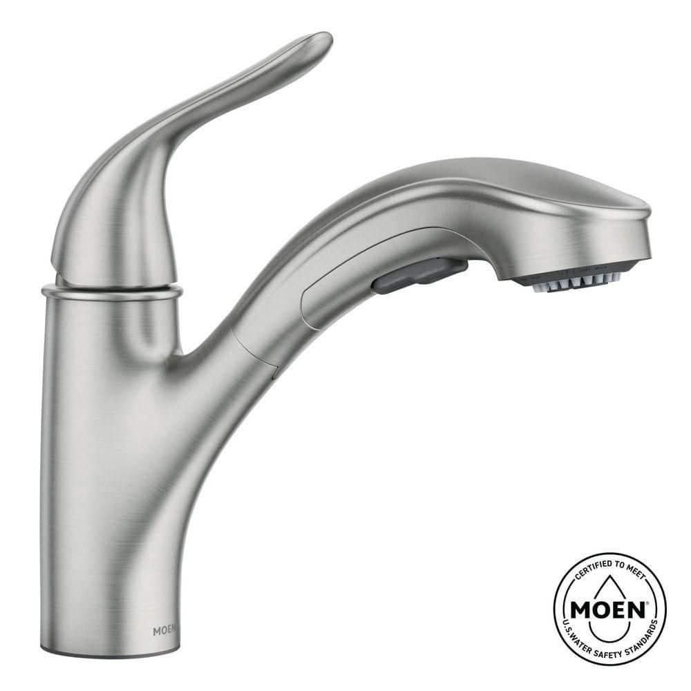 MOEN Brecklyn Single-Handle Pull-Out Sprayer Kitchen Faucet with Power Clean in Spot Resist Stainless