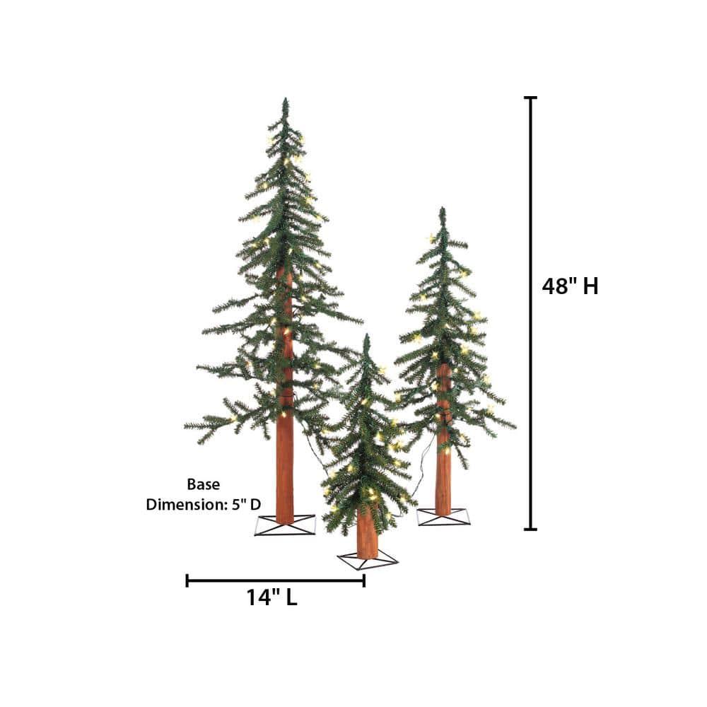 Gerson Set of 3 Pre Lit Warm White UL Alpine Trees