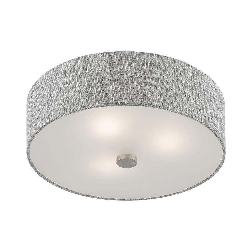 Livex Lighting Dakota 3 - Light Semi-Flush Mount in  Brushed Nickel/Shiny White