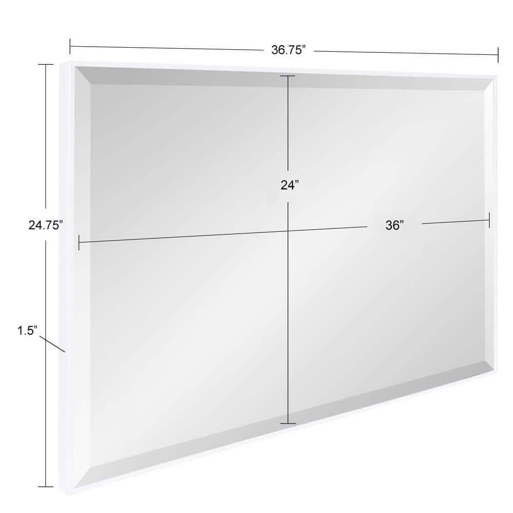 24.7" x 36.7" Rhodes Rectangle Wall Mirror White - Kate & Laurel All Things Decor: Modern, Beveled, Easy to Hang