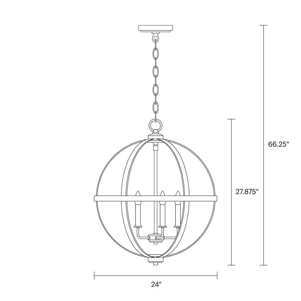 Calhoun 24" Steel Cage Globe Chandelier in Cerused Oak