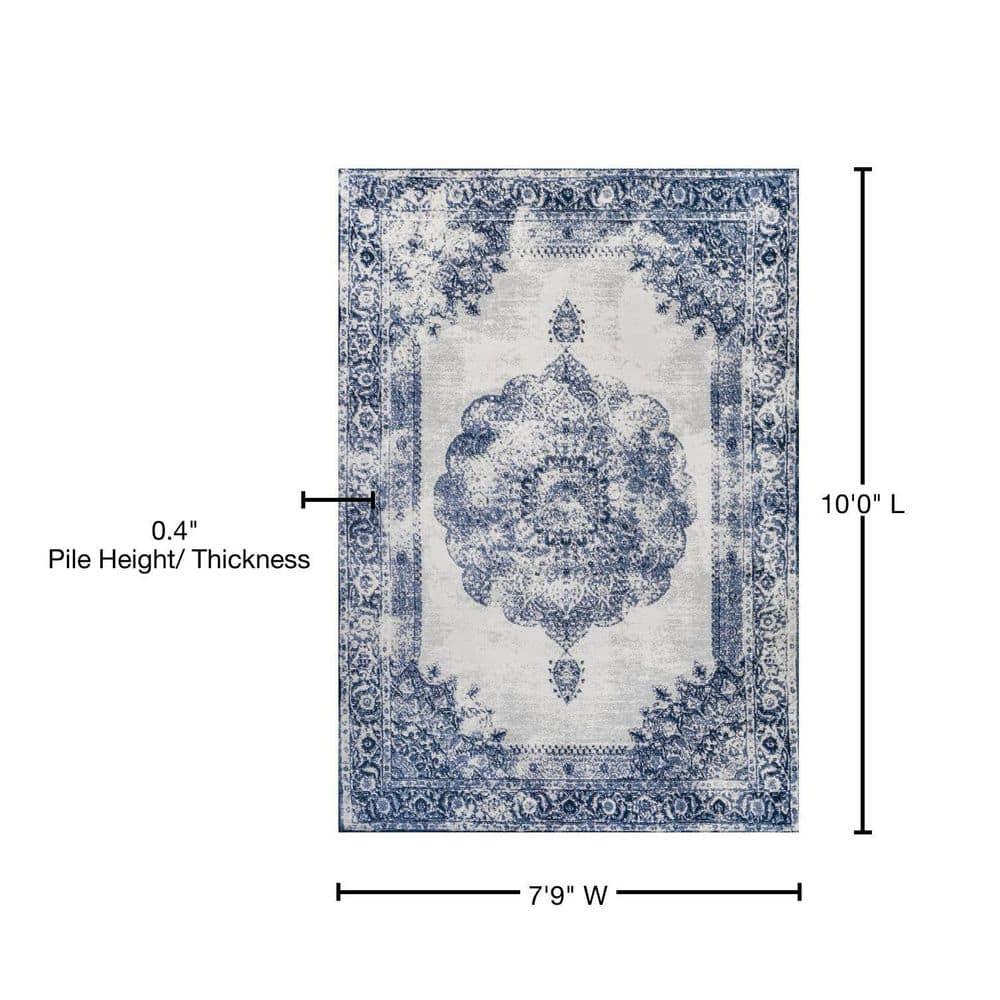 8'x10' Rosalia Cottage Medallion Area Rug, Navy/Ivory - JONATHAN Y