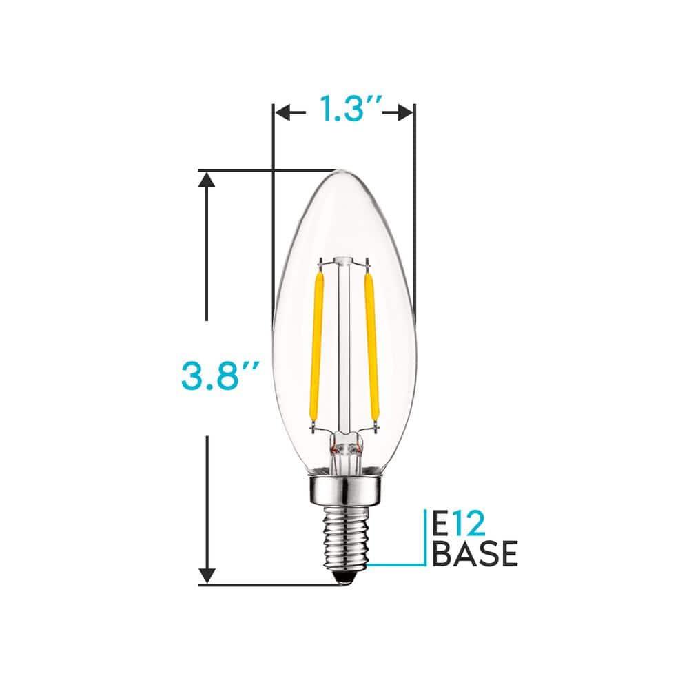 4 Watt (40 Watt Equivalent), B11 LED, Dimmable Light Bulb, E12/Candelabra Base