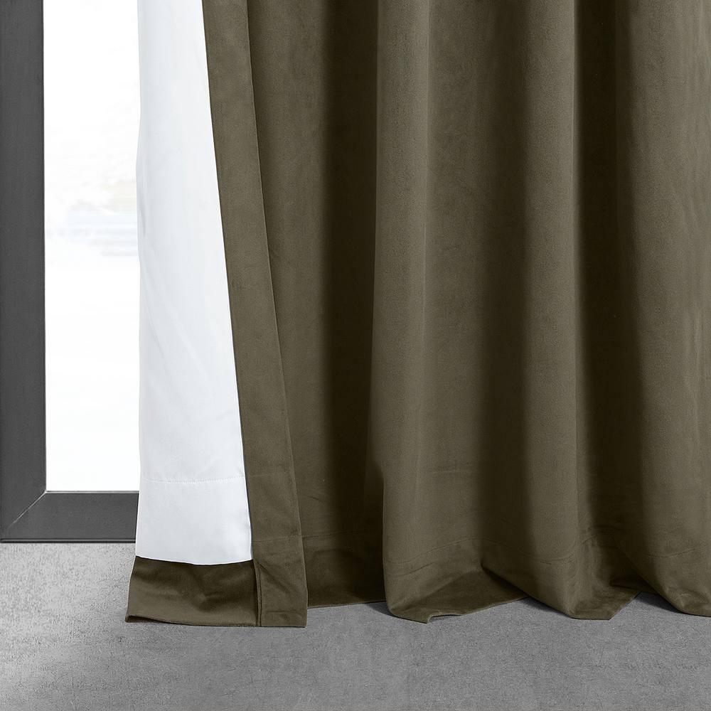 Half Price Drapes Signature Denver Taupe Velvet Blackout Curtains For Bedroom(1 Panel), 50WX 96L