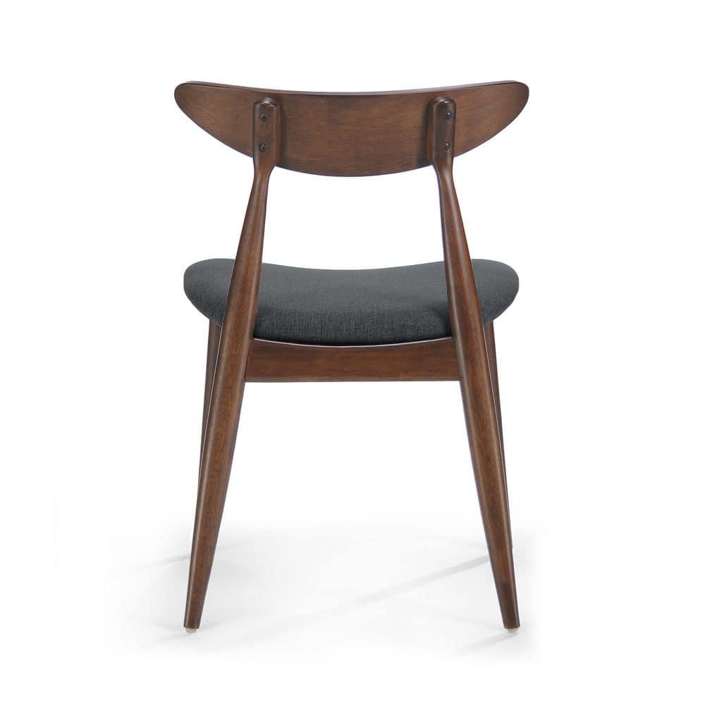 Christopher Knight Home Barron Mid Century Modern Rubberwood Fabric Upholstered Dining Chairs (Set of 2), Charcoal/Walnut