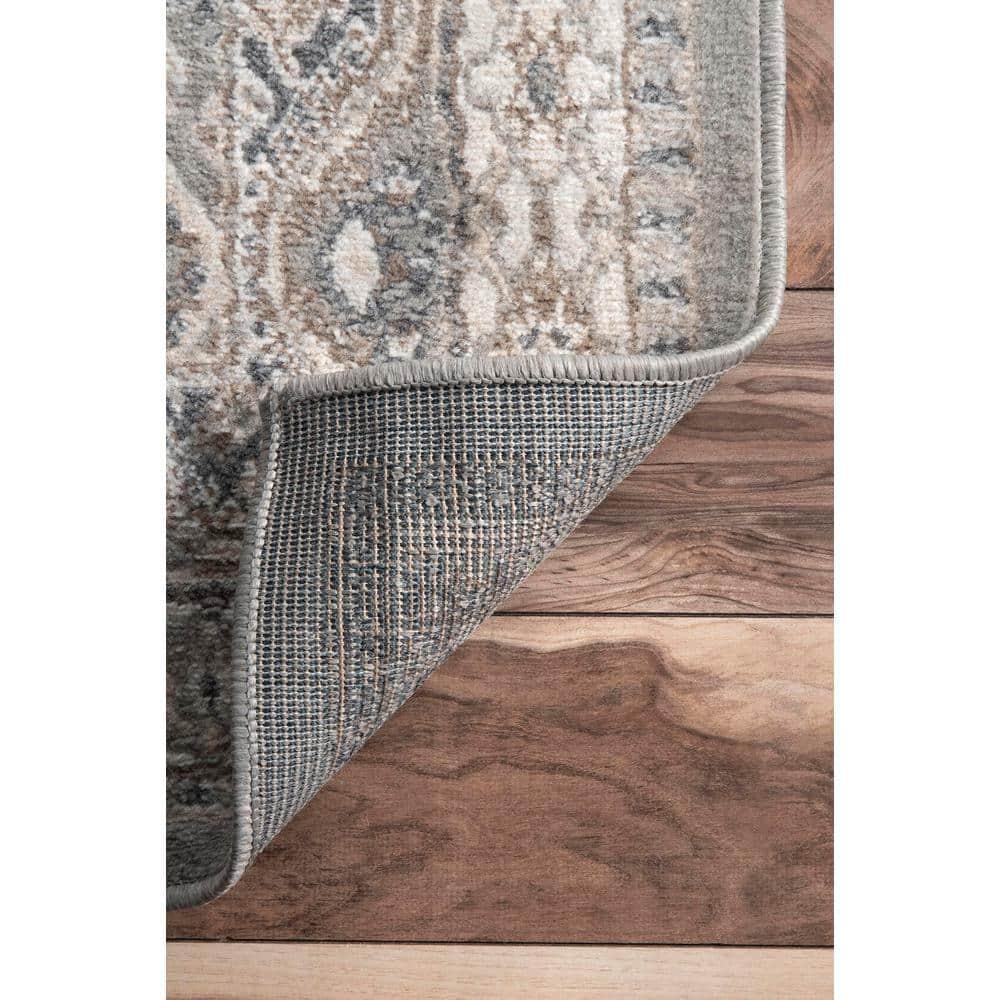 Nuloom 2x8 Becca Tiled Indoor Area Rug, Taupe, Faded Transitional Design, Stain Resistant, Bedroom, Living Room, Kitchen
