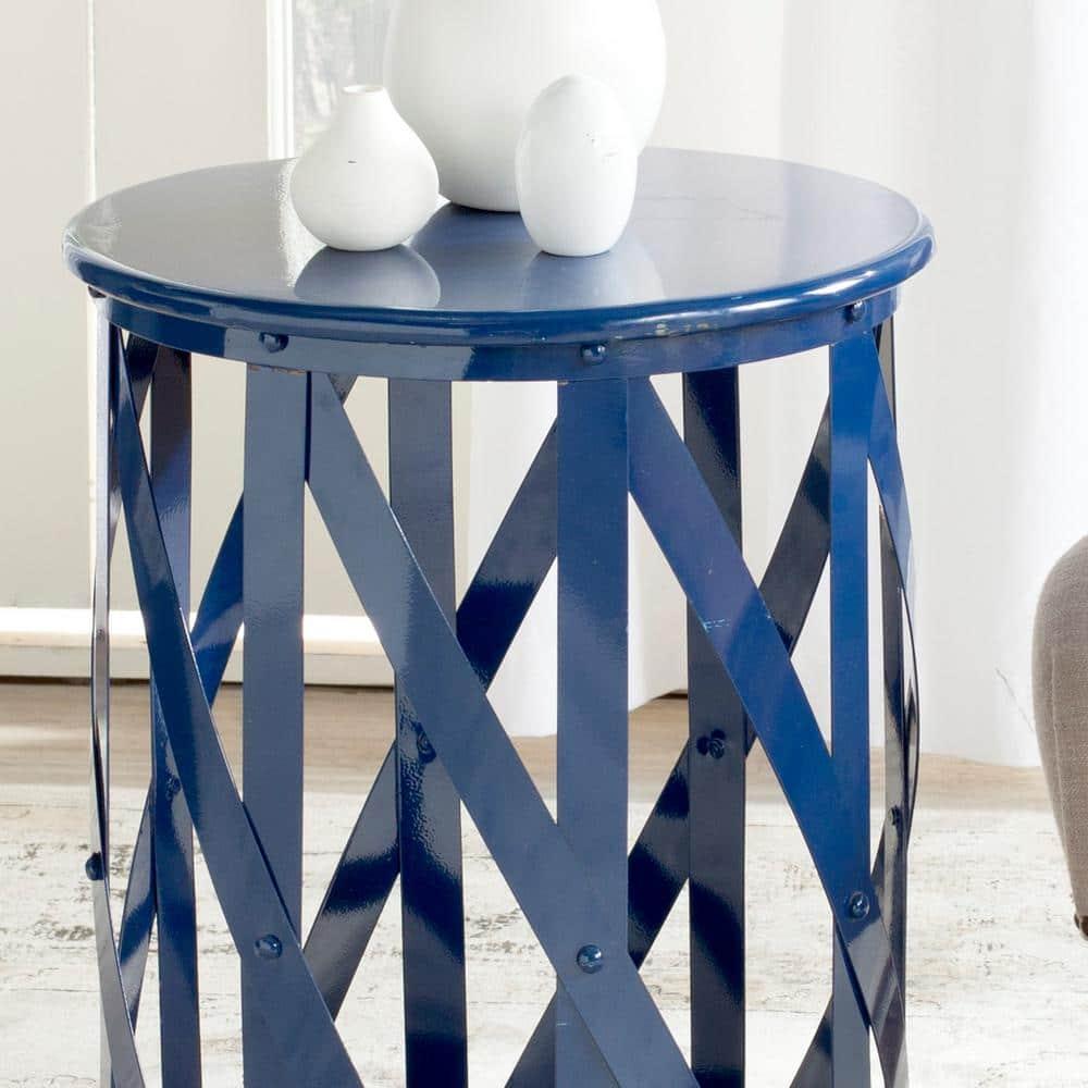Bertram Lattice Accent Table - Navy - Safavieh.