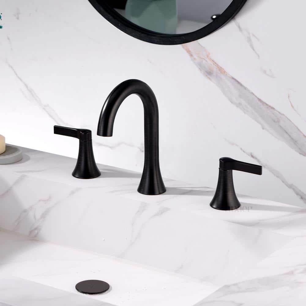 Widespread Bathroom Faucet with Drain Assembly