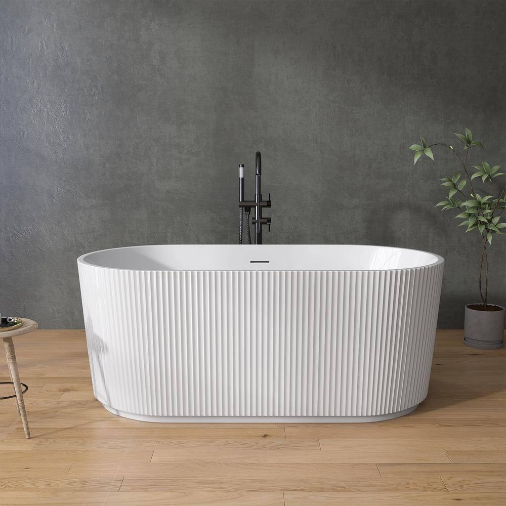 59" X 30" Freestanding Corner Soaking Acrylic Bathtub