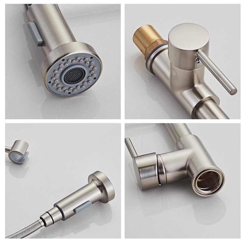 PENGFANG WORLDWIDE LLC Single Handle High Arc Pull Out Kitchen Faucet With Sprayer S2D0033BN