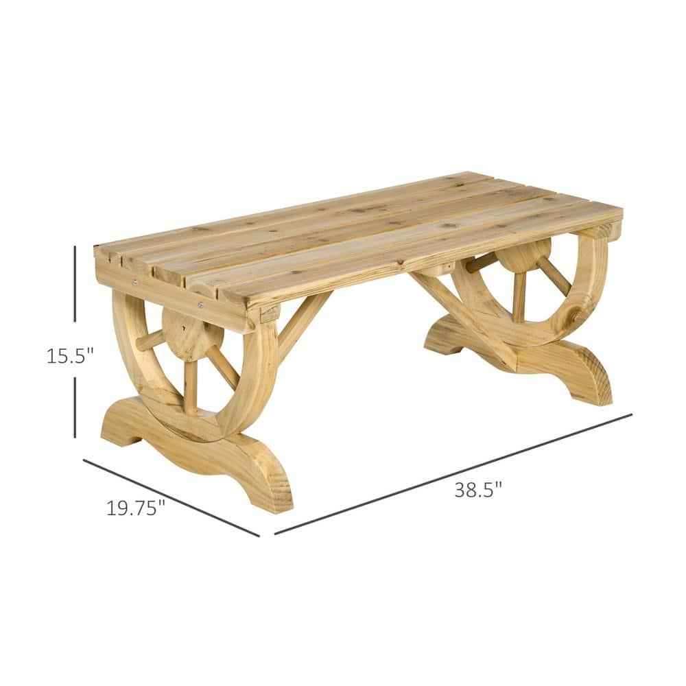 Millwood Pines Outdoor Wagon Wheel Porch Bench For Backyard Garden