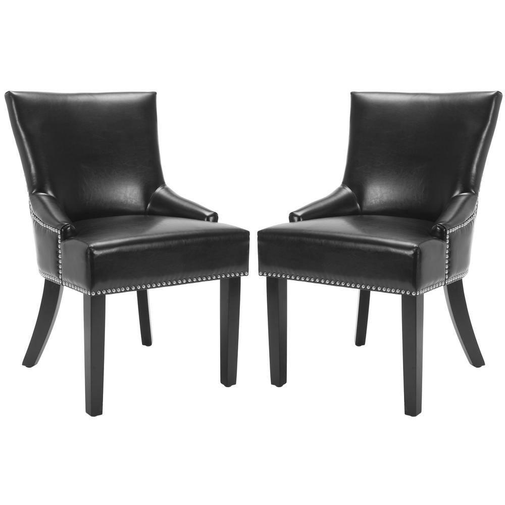 Lotus Kd 19" H Dining Chair With Nail Head Trim (Set of 2) - MCR4700 - Black - Safavieh Couture