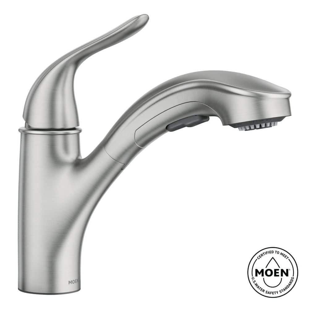 MOEN Brecklyn Single-Handle Pull-Out Sprayer Kitchen Faucet with Power Clean in Spot Resist Stainless