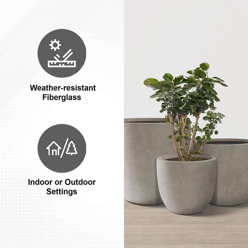 Kante Kante 3 Piece 18", 14", and 10"W Round Planters, Outdoor Indoor Modern Planter Pots, Lightweight, Weather Resistant, Seamless with Drainage Hole Set