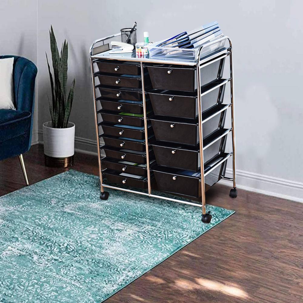 15-Drawer Utility Rolling Organizer Cart Multi-Use Storage