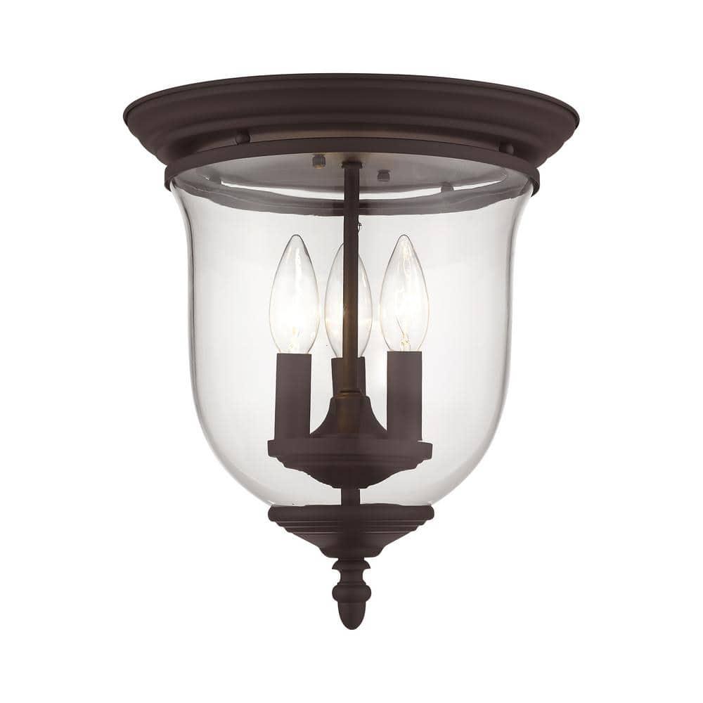 Livex Lighting 5021 Legacy 3 Light Flush Mount Ceiling Fixture - Bronze