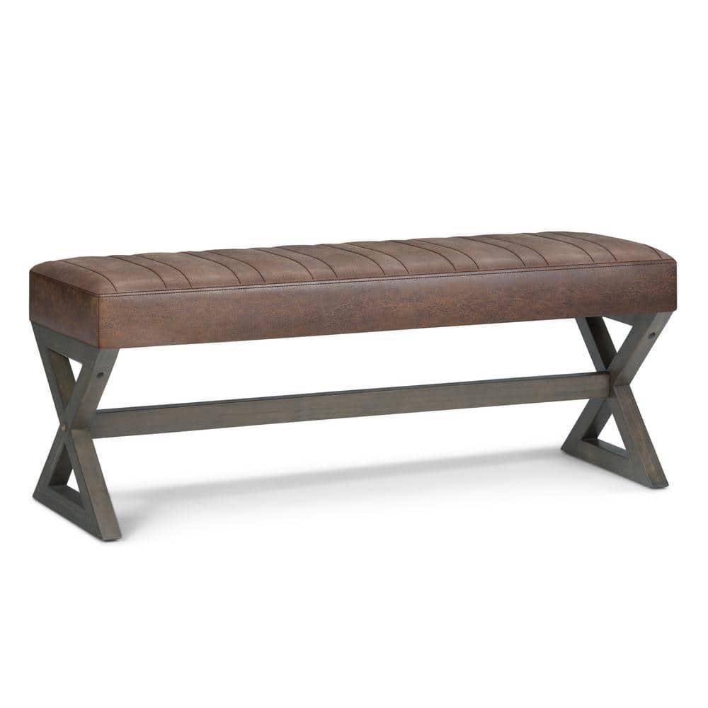 Salinger 48" Chestnut Brown Faux Leather Ottoman Bench