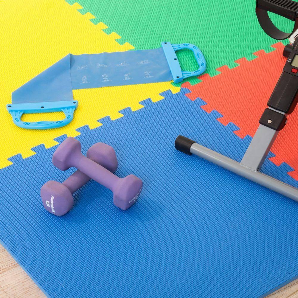 Stalwart Stalwart 24-Inch EVA Foam Tiles 4-Pack - 16 SQ FT - Workout Mat or Baby Playmat, Multicolor (Set of 4)