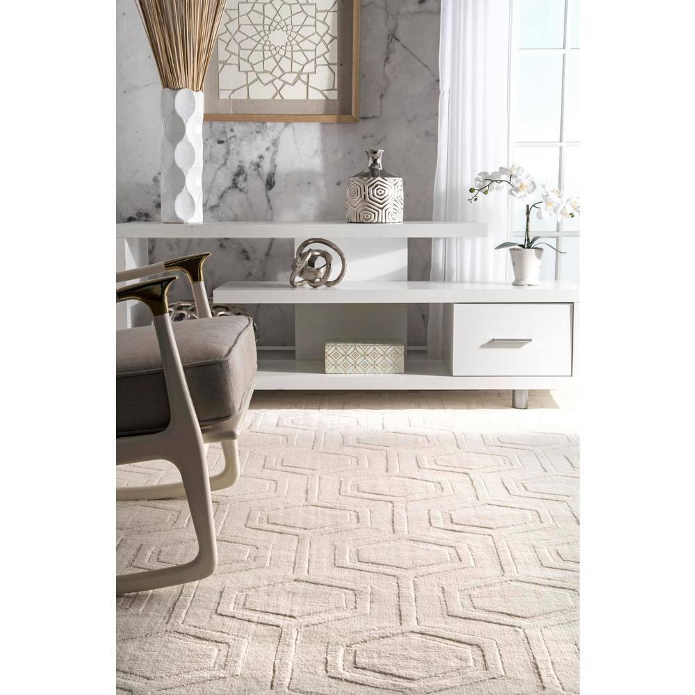 nuLOOM Ambrose Hand Woven Wool Area Rug, 4' x 6', Ivory