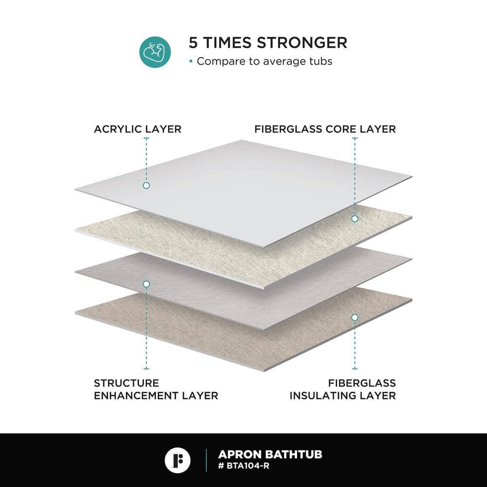 Acrylic Soaking Bathtub with Integral Apron Front - 60" x 32"
