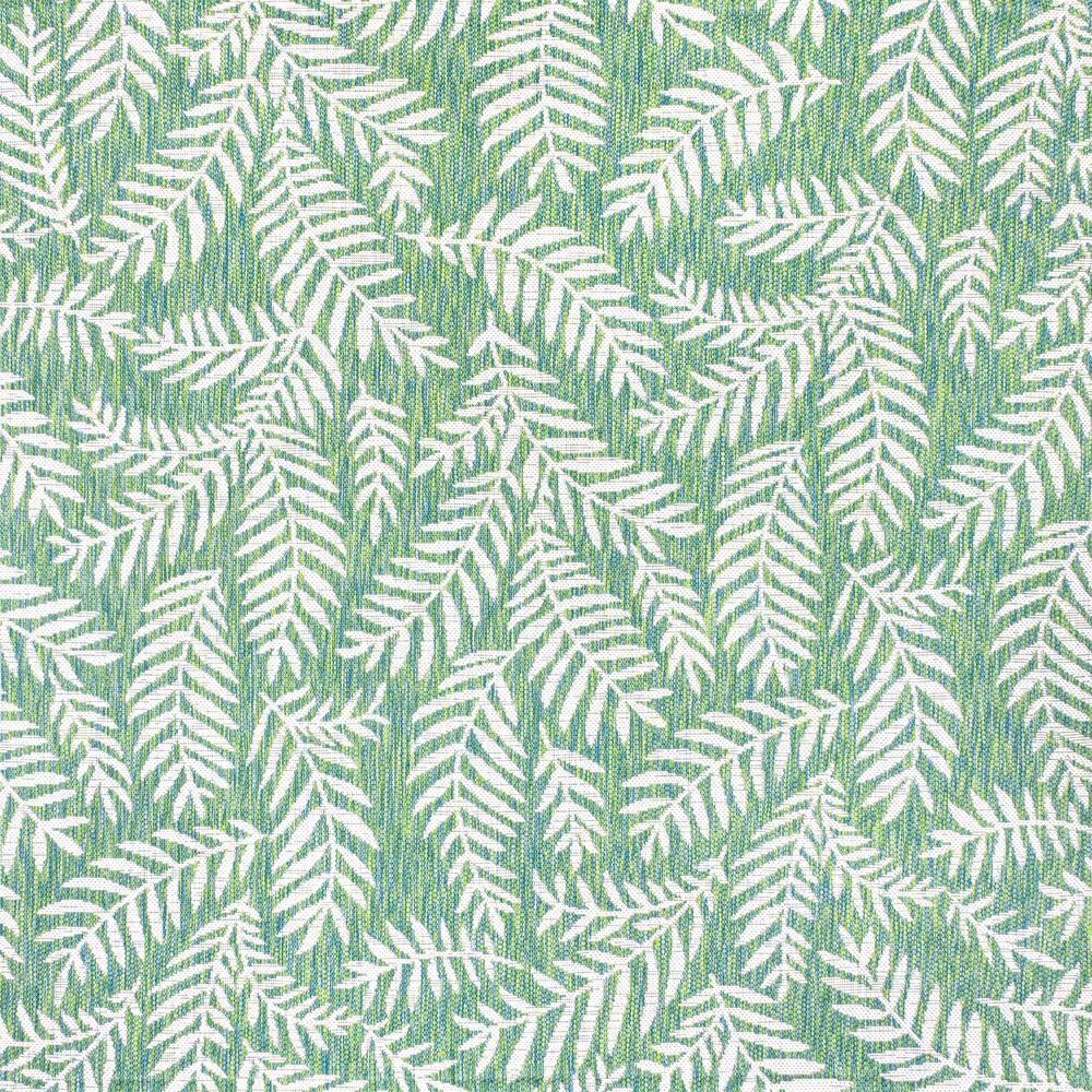5' x 5' Nevis Palm Frond Indoor/Outdoor Area Rug, Cream/Green - JONATHAN Y