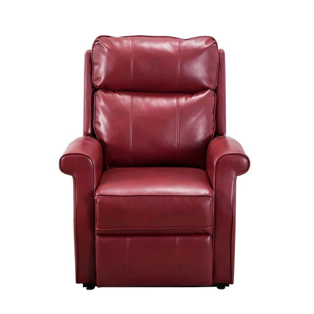Comfort Pointe Lehman Power Recliner Chair Red: Upholstered Faux Leather, Multi-Position Lift, Remote Control