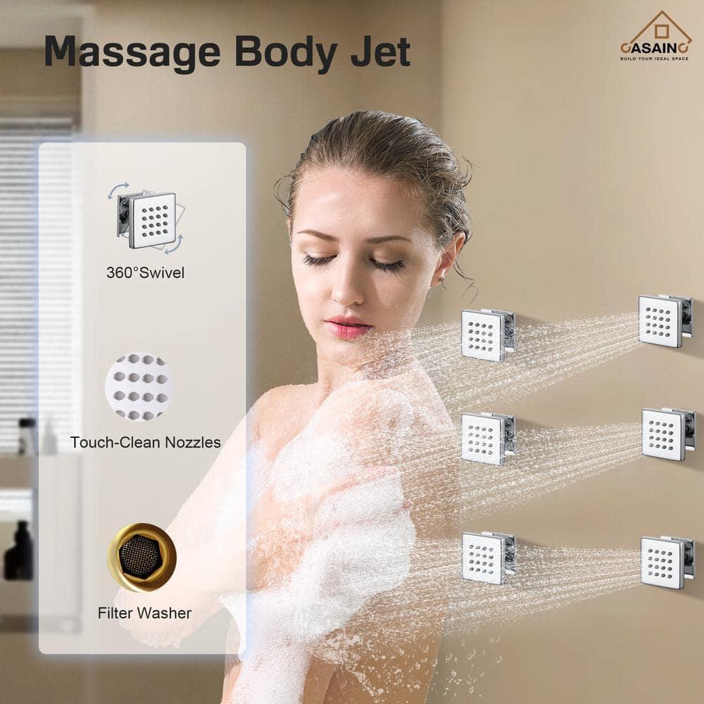 Large Chrome Dual Shower Head with Handheld and Body Jets