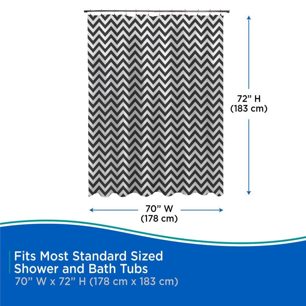 Kenney® Medium Weight Decorative PEVA Shower Curtain Liner, 70" W x 72" H, Step Up Chevron