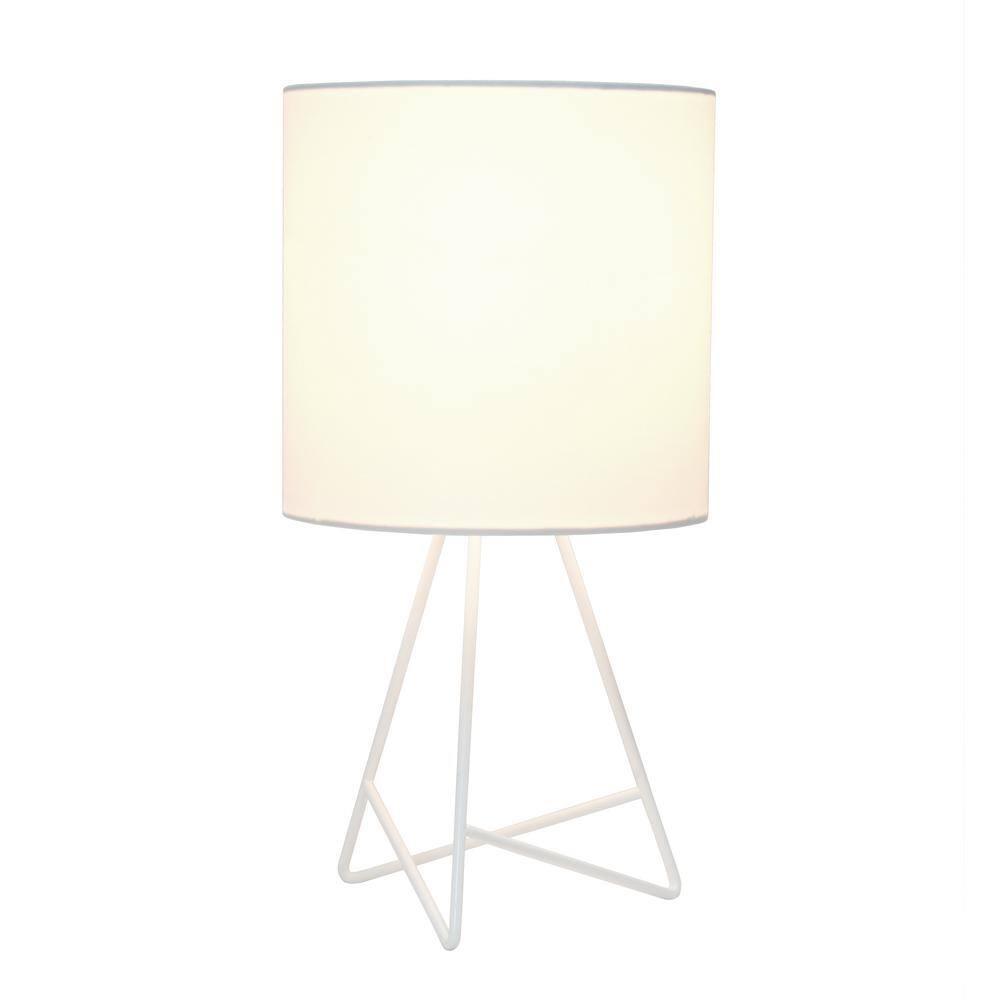 Down To The Wire Table Lamp with Fabric Shade White - Simple Designs: Modern Nightstand Light, ETL Listed