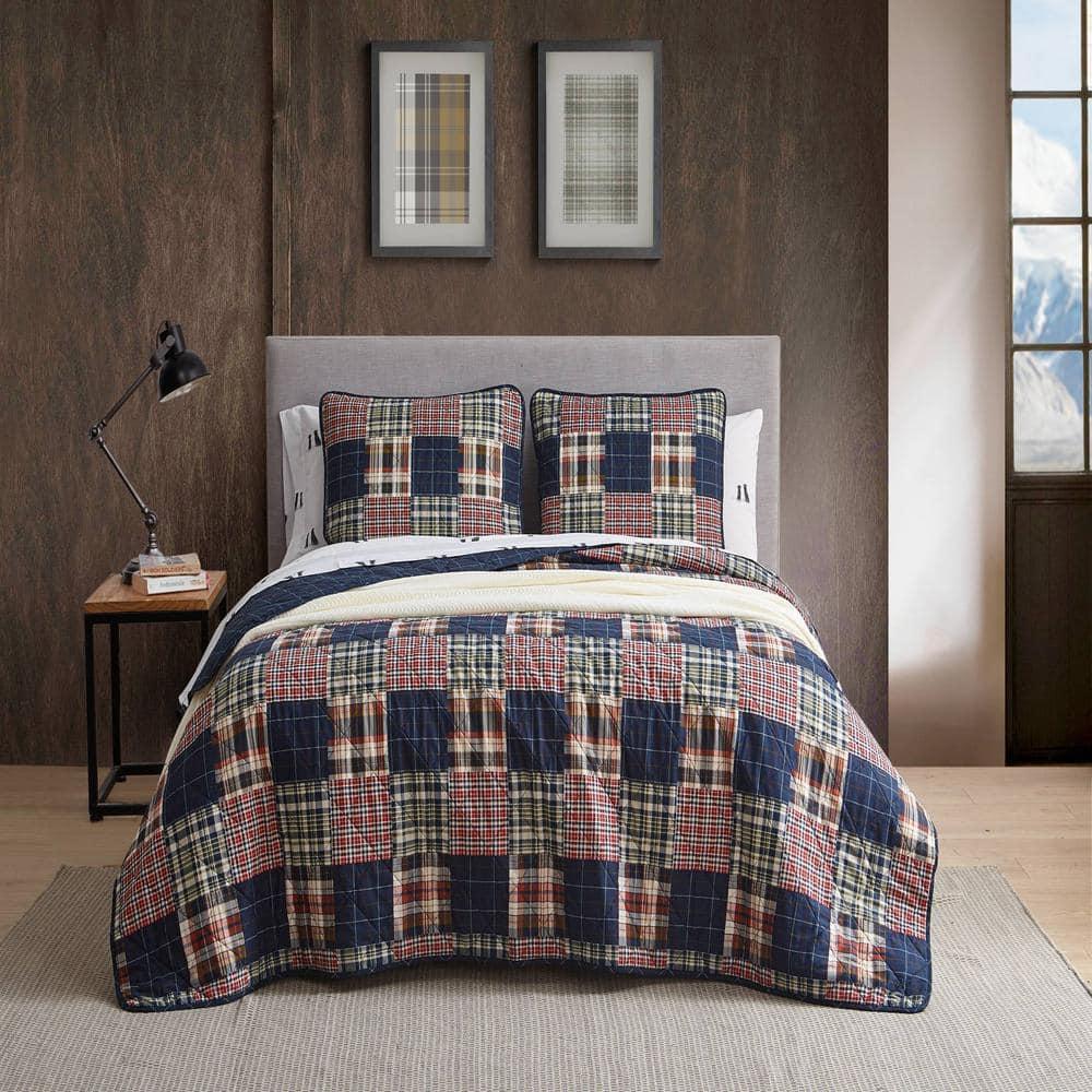 Eddie Bauer Madrona Blue Cotton Reversible Quilt Set