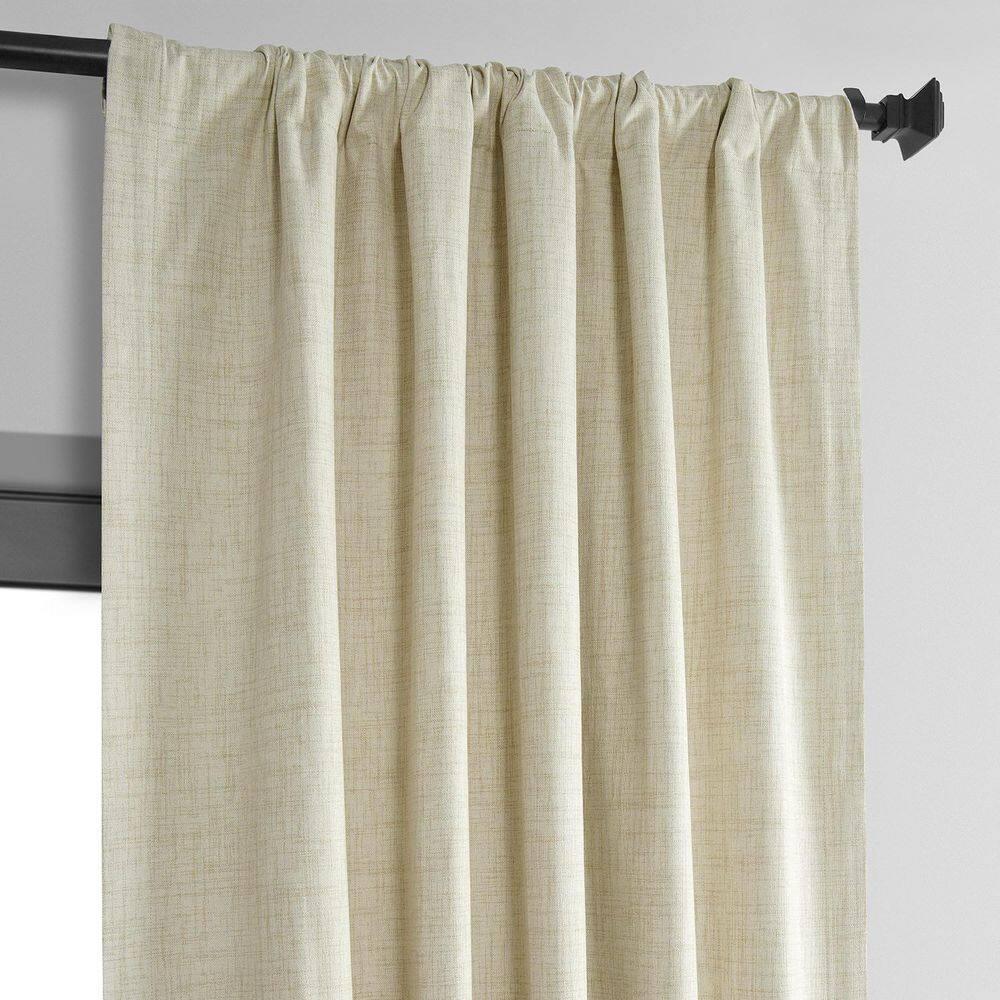Natural Light Beige Vintage Thermal Cross Linen Weave Blackout Curtain (1 Panel), Natural Light Beige, 50W X 84L